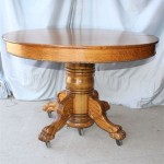 Antique Round Oak Clawfoot Dining Table